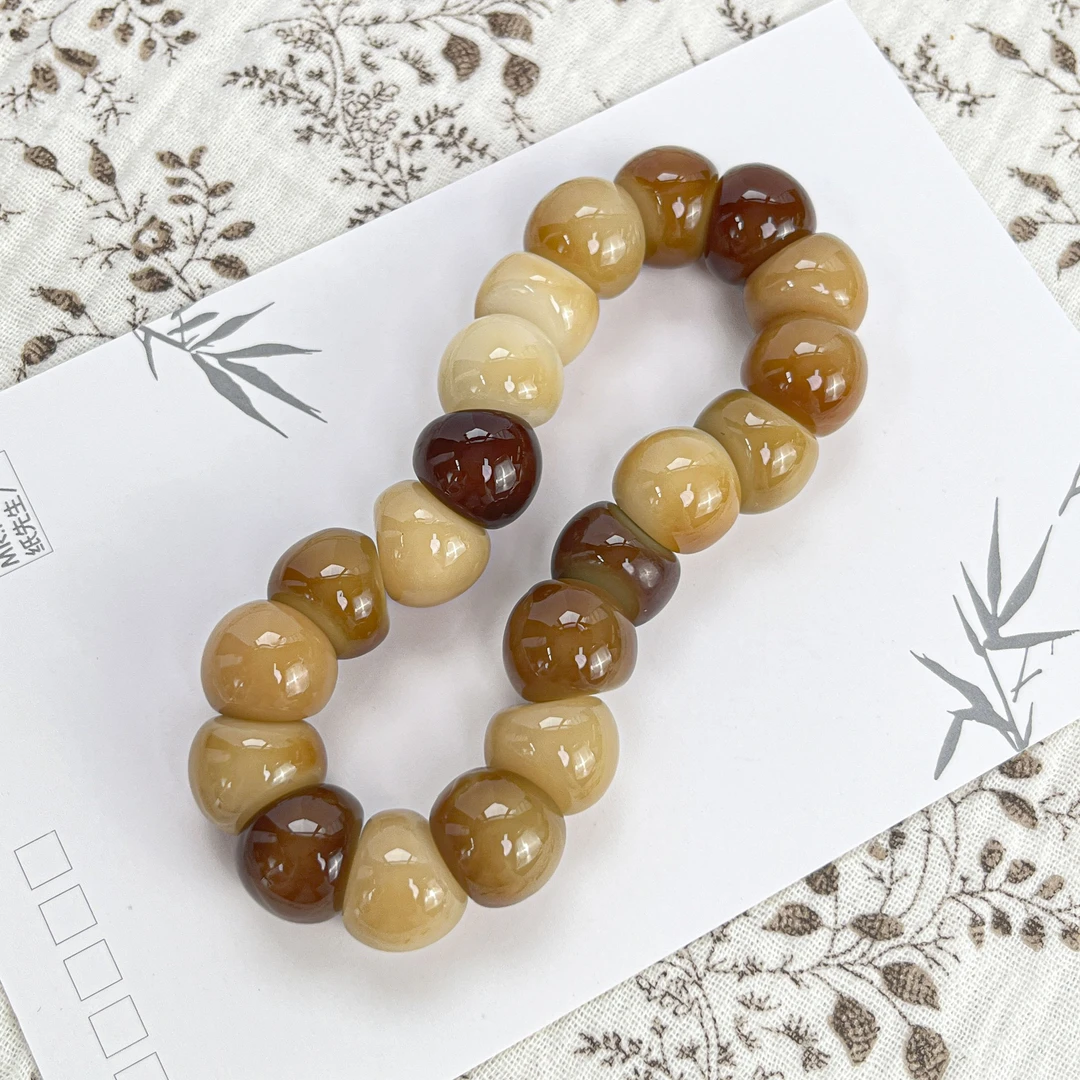 炭烧杂色蒜瓣珠善若手串14mm    A-Z114100