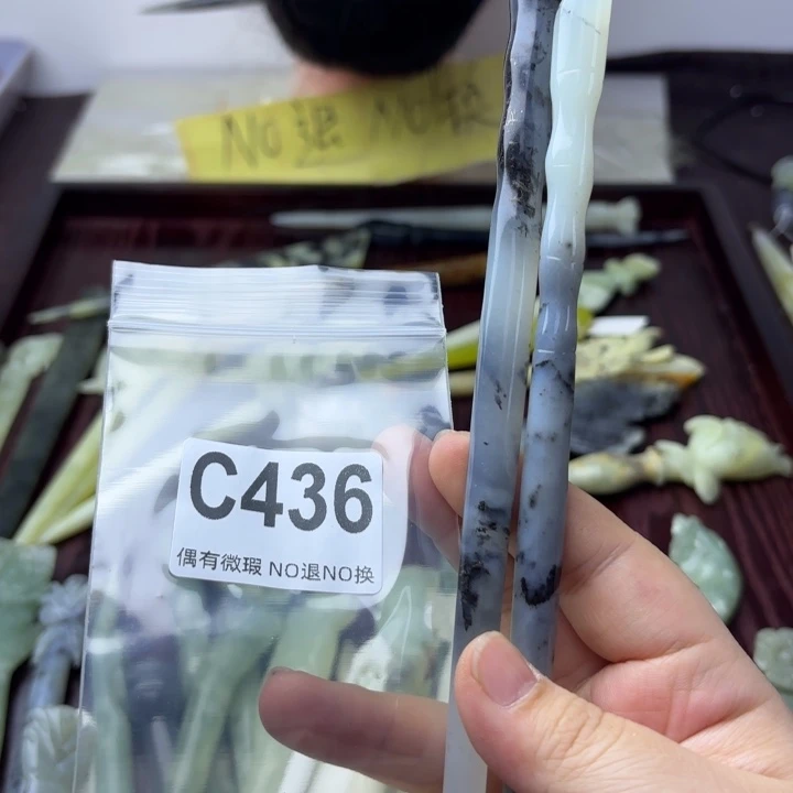 蛇纹石玉发饰合金点****6