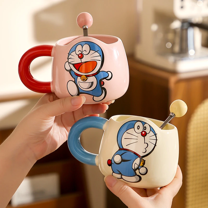 哆啦A梦联名水杯高颜值陶瓷马克杯情侣咖啡杯学生潮流大容量水杯