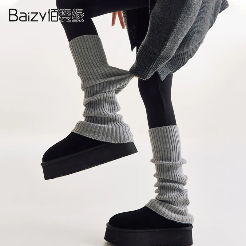 灰色袜套女堆堆袜秋冬配雪地靴腿套腿袜鲨鱼裤长筒加厚白色小腿袜