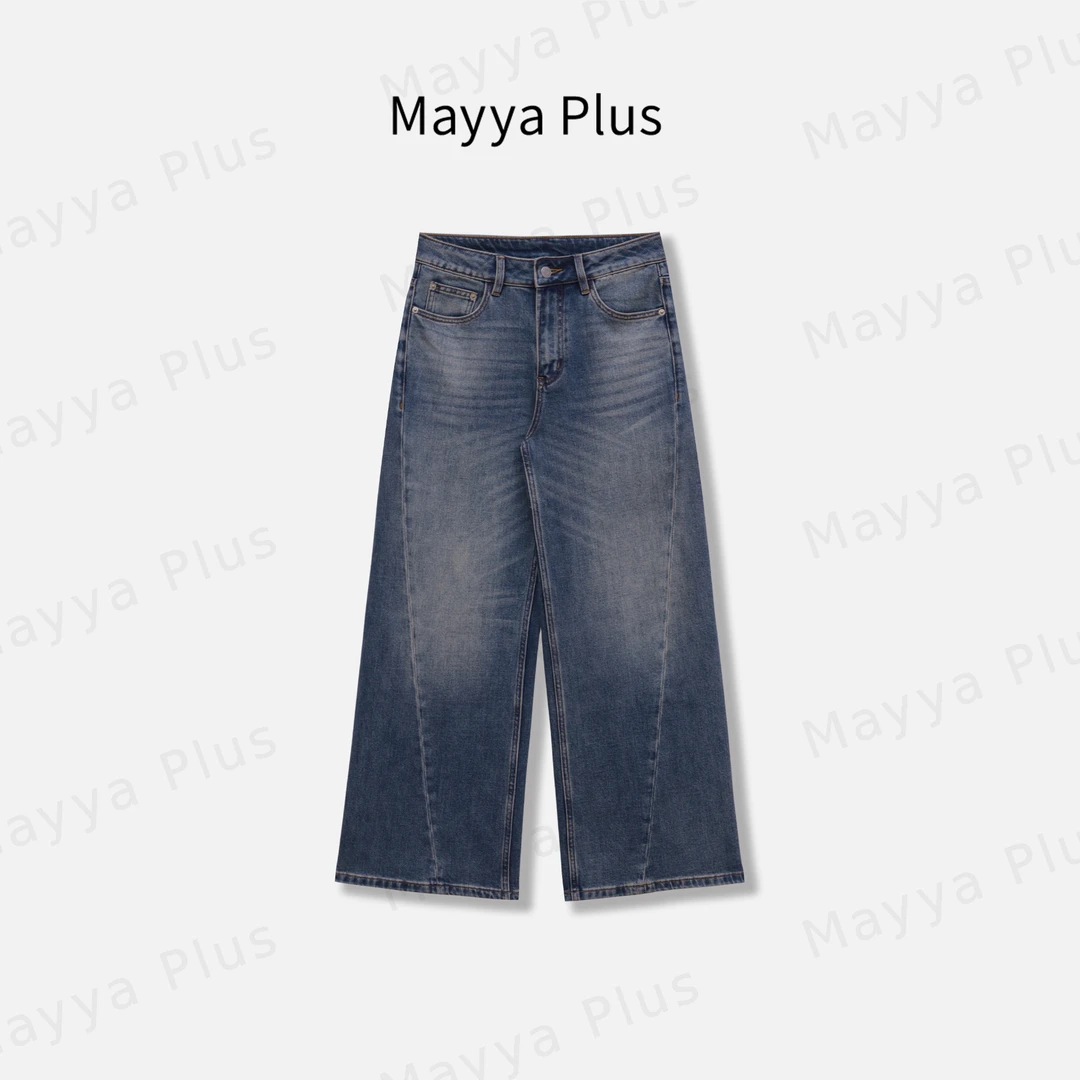 【魔力牛仔】Mayya Plus麦芽定制气质显瘦流光风牛仔裤32537533