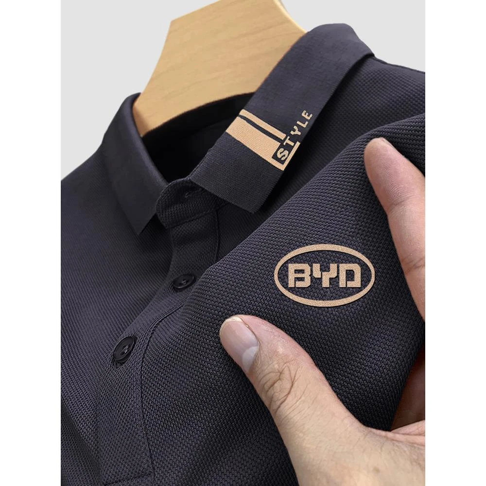 冰丝短袖工作服polo衫定制印logo速干夏季上衣工作服定制logo黑色