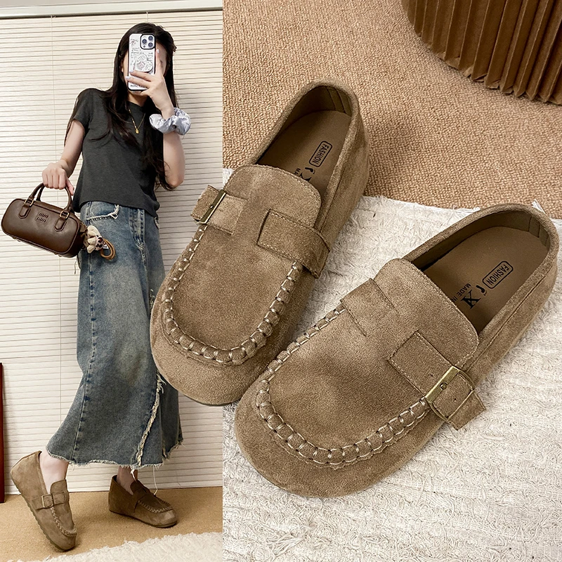 休闲勃肯鞋女2025秋季新款时尚懒人一脚蹬百搭轻便网红内增高女鞋