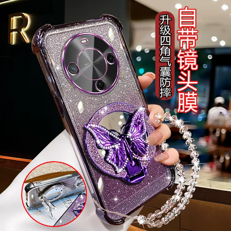 适用华为麦芒30手机壳TYH641M潮流时尚个性四角防摔蝴蝶镜子支架