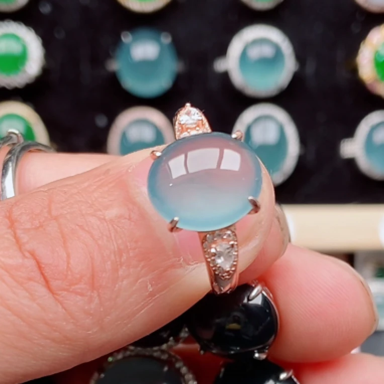 S925银镶嵌纯天然a货翡翠戒指