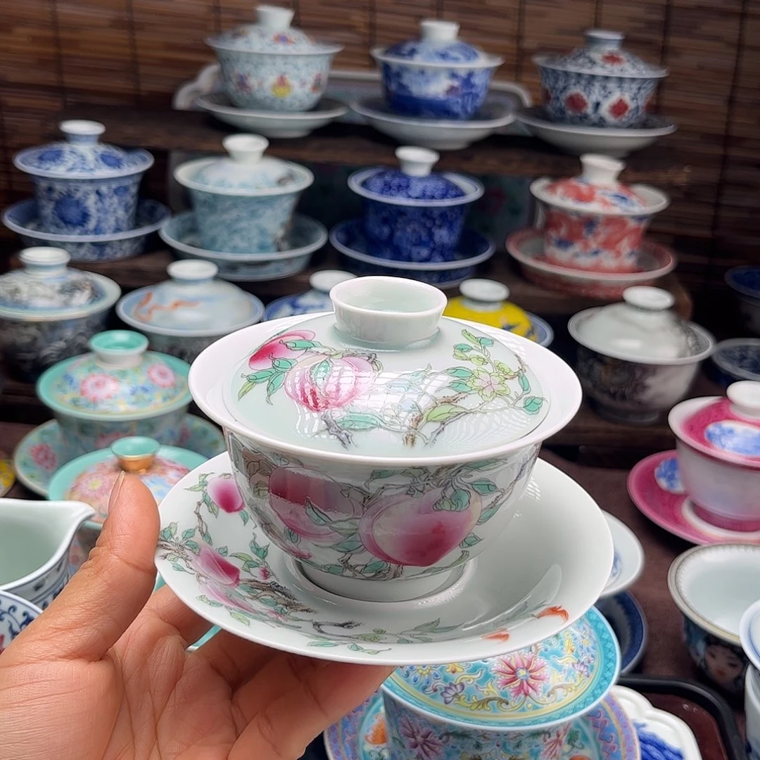 景德镇陶瓷三才盖碗