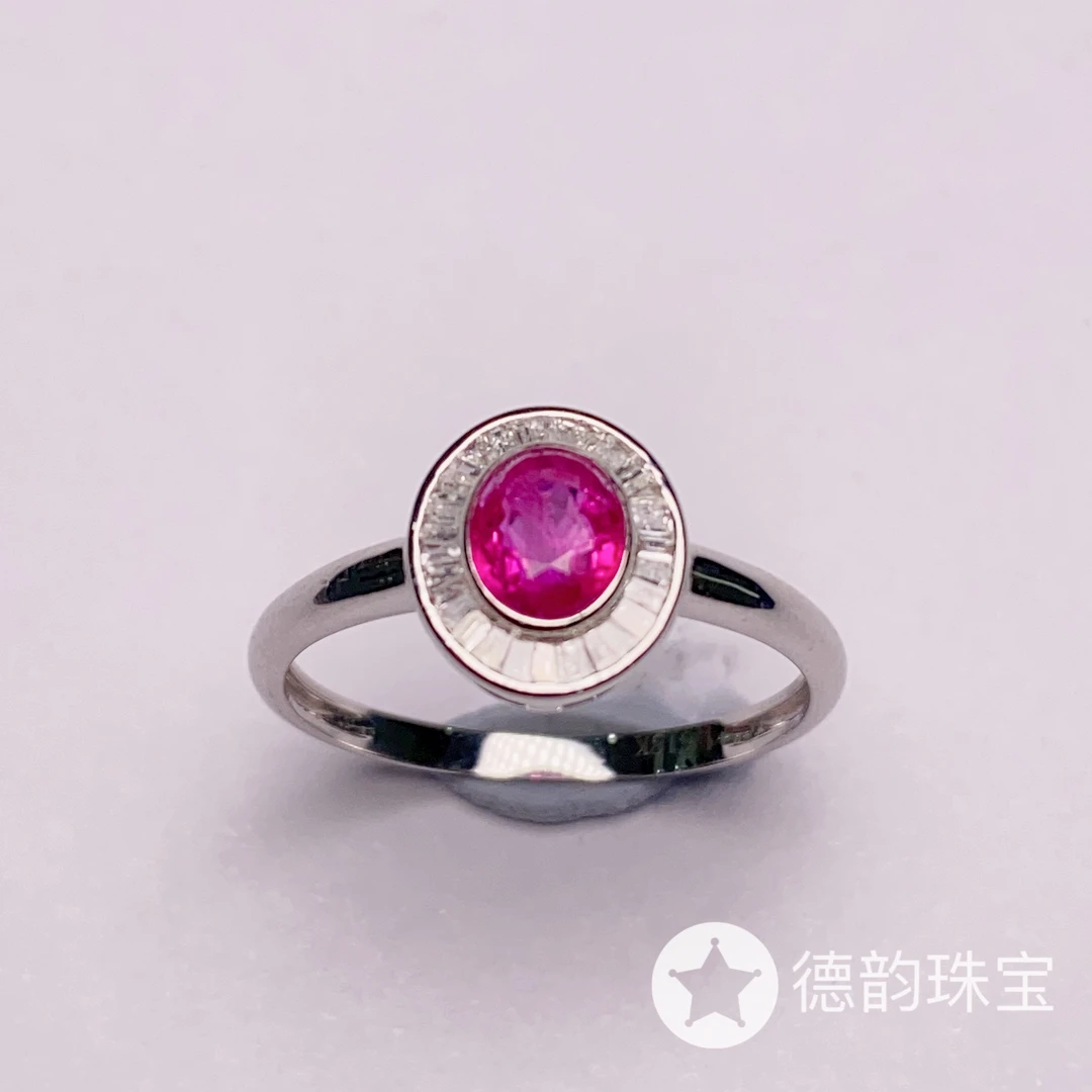 18k金镶嵌天然红宝石戒指