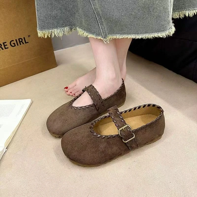 星耀专属~冬季单鞋浅口防滑韩版薄款学院风圆头时尚软底6670-1