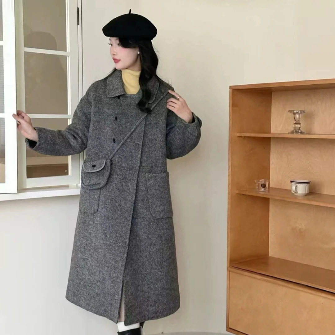 澳洲美利奴羊毛100%中长款双面羊毛大衣外套004
