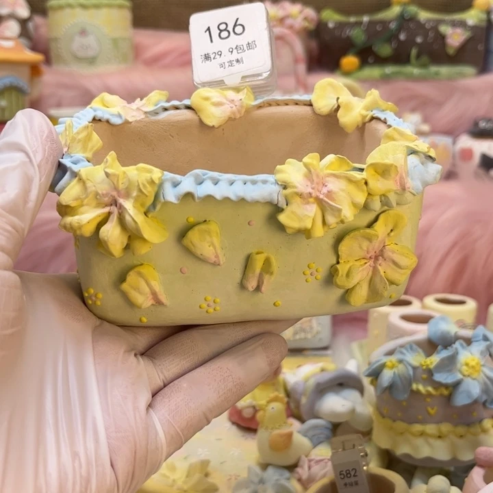 186蛋糕花盆手绘