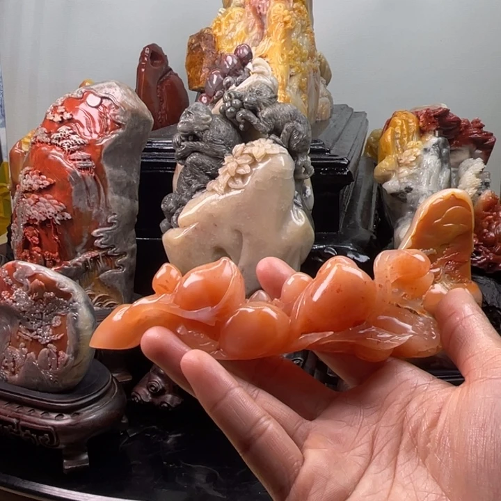 寿山石福寿双全笔架