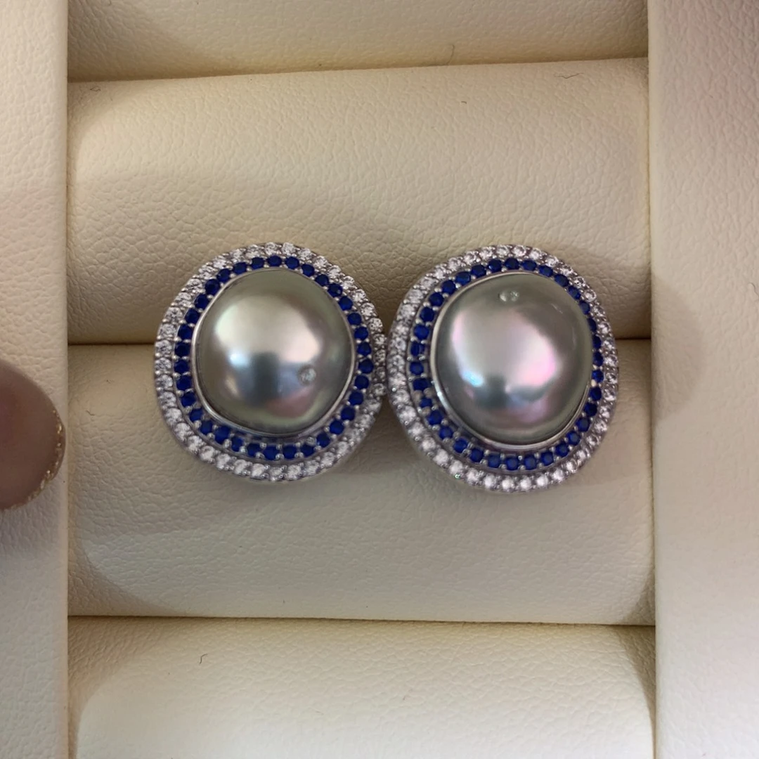 银S925镶嵌海水珍珠耳饰s****0