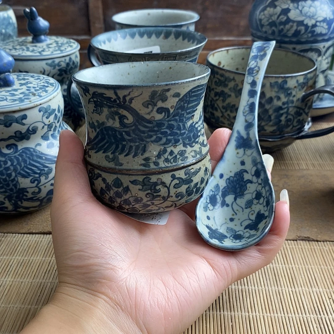 風***子手工手绘青花高温陶瓷