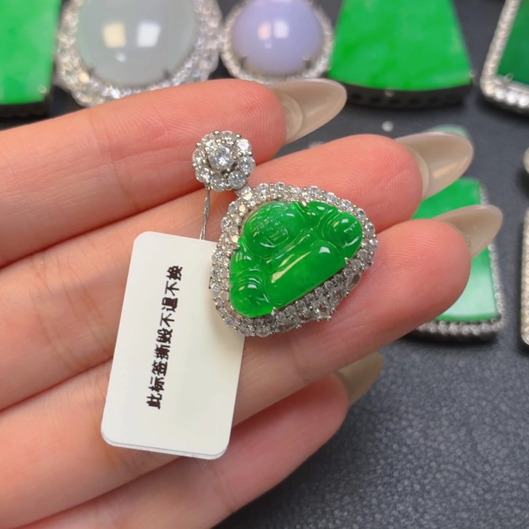 翡翠银S925镶嵌吊坠(不含链)