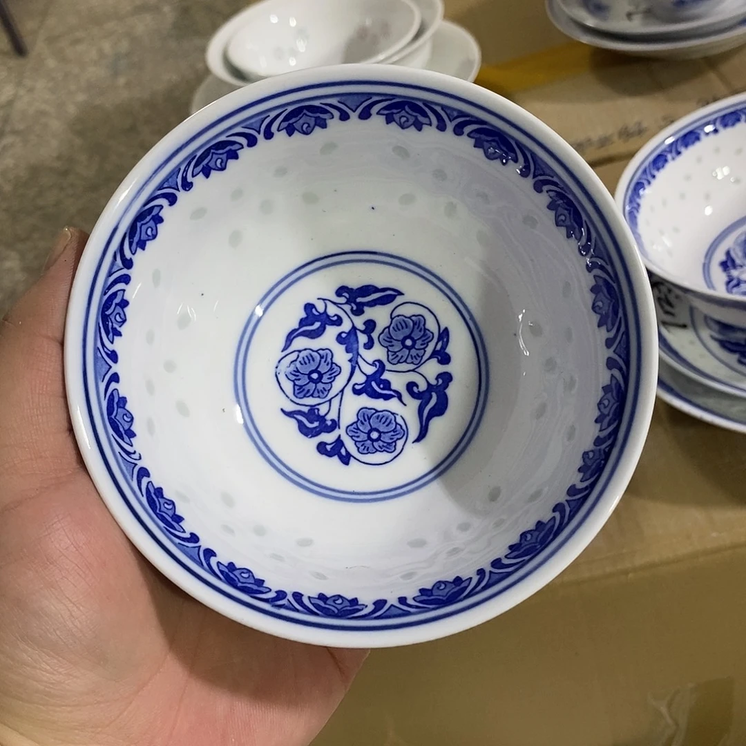 瓷摆件5寸高温玲珑瓷碗2支