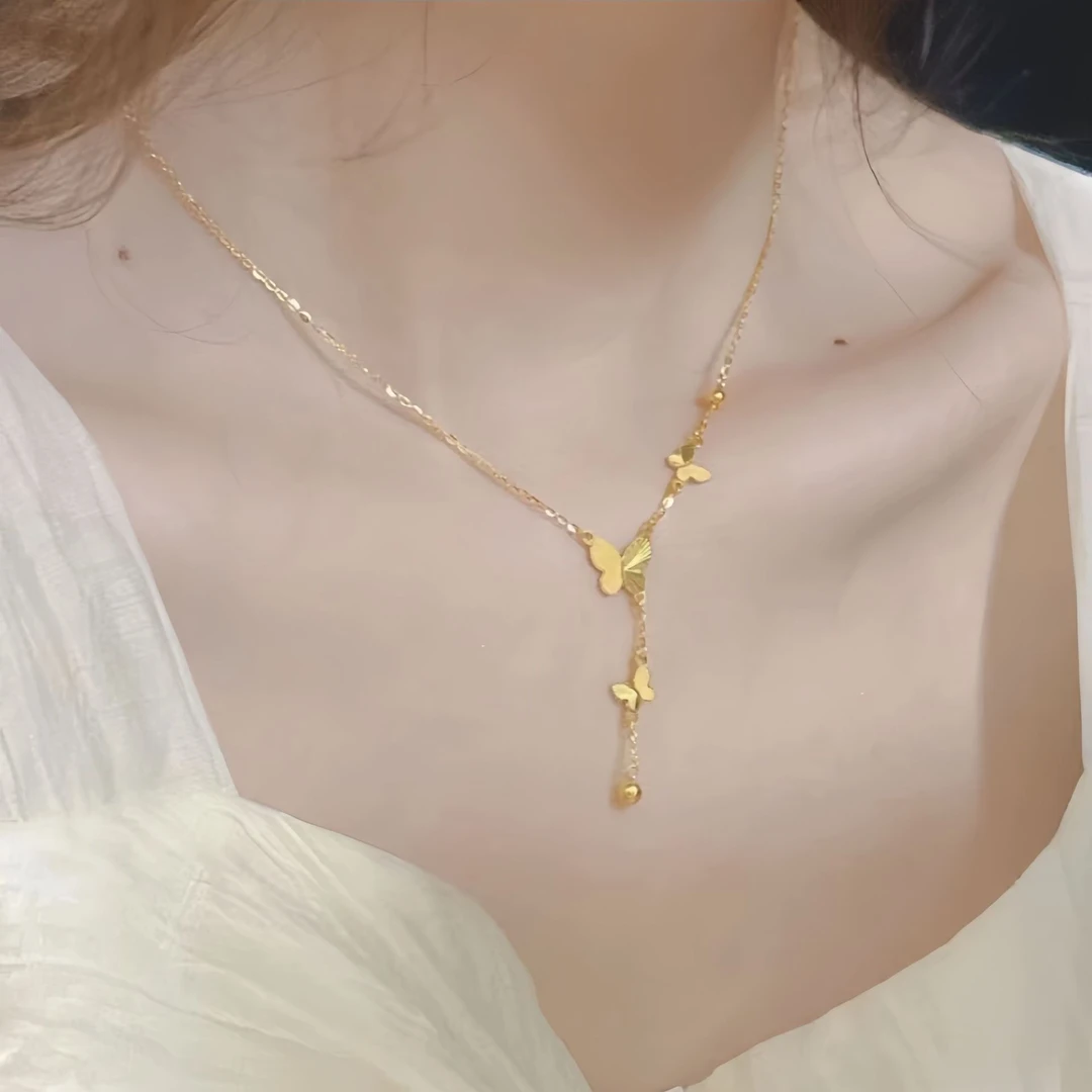 铜合金项链 新版蝴蝶流苏锁骨链48cm