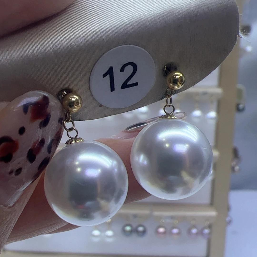 淡水珍珠耳饰18K金镶嵌