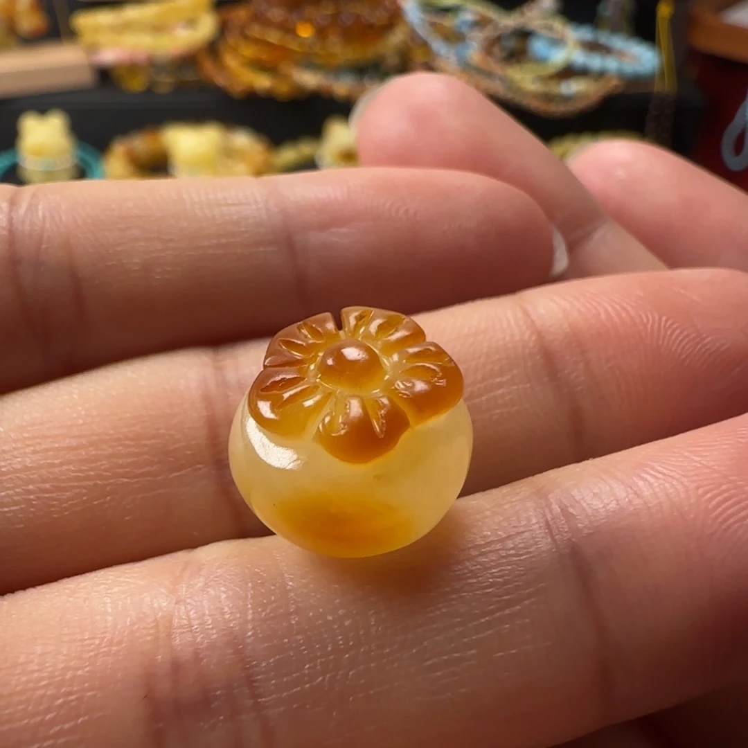 蜜蜡未镶嵌颈饰蜜蜡俏色柿子吊坠提溜