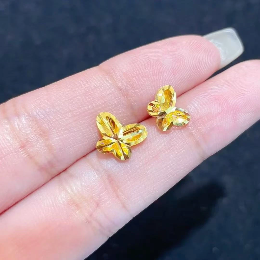 赛菲尔5G精工足金时尚百搭优雅蝴蝶耳钉新年爆款福运叠加