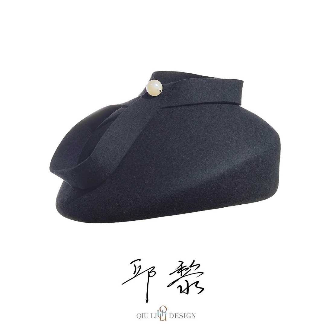 邱黎 · 秋冬羊毛蝴蝶结定型毡帽贝雷帽 1d2485