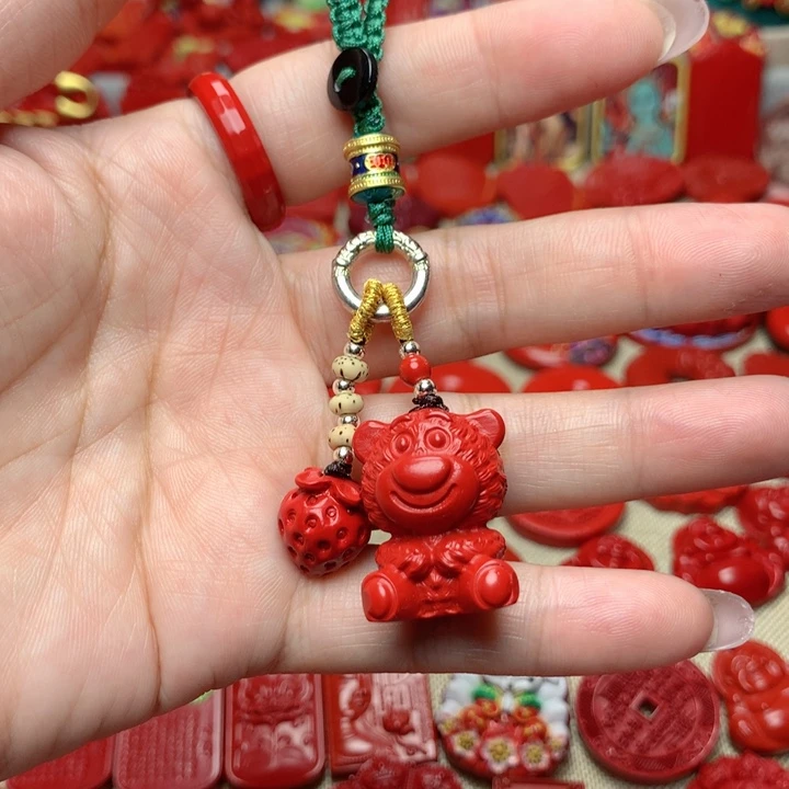天然辰砂工艺品朱砂钥匙扣