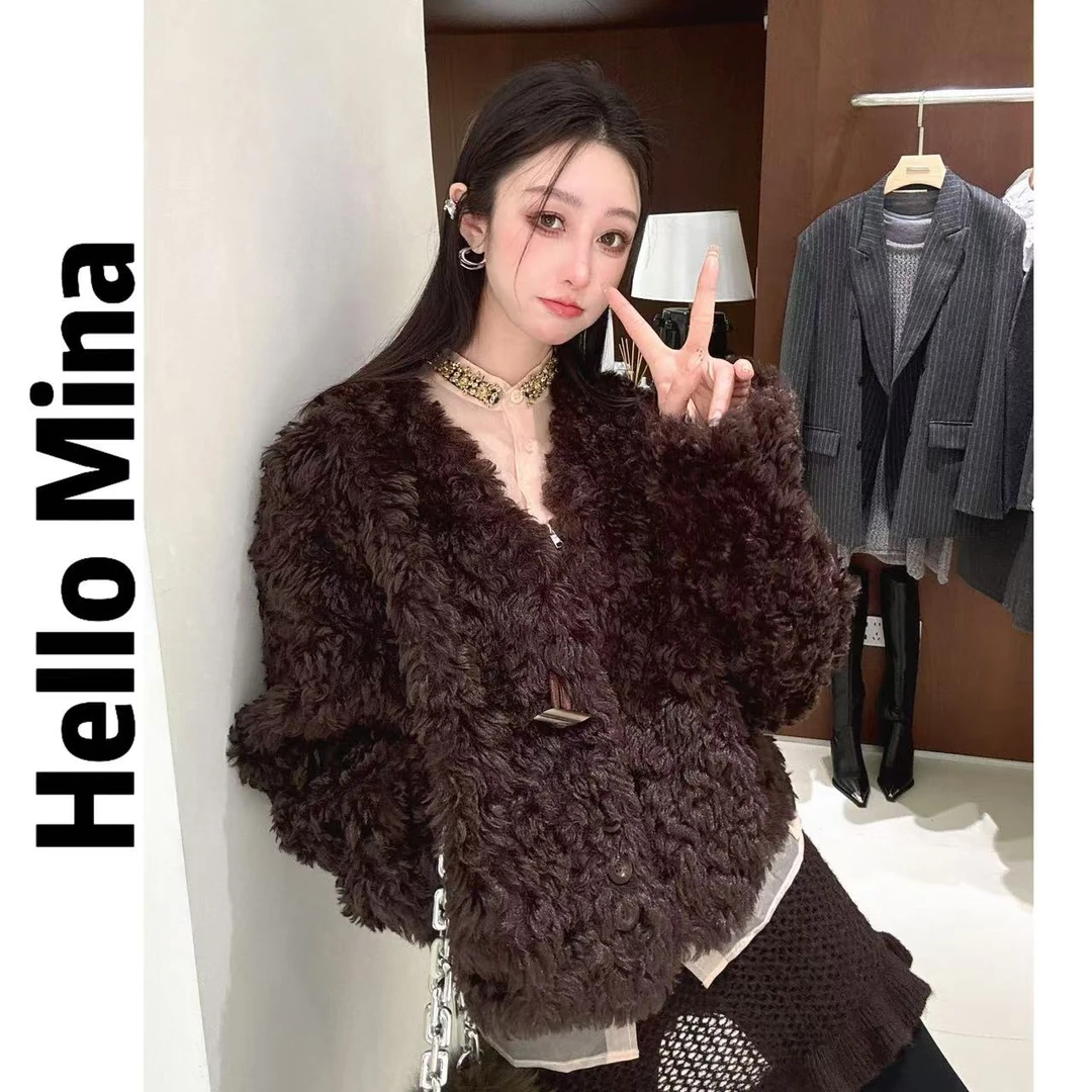 8590"晨与雾"设计感复古毛毛外套