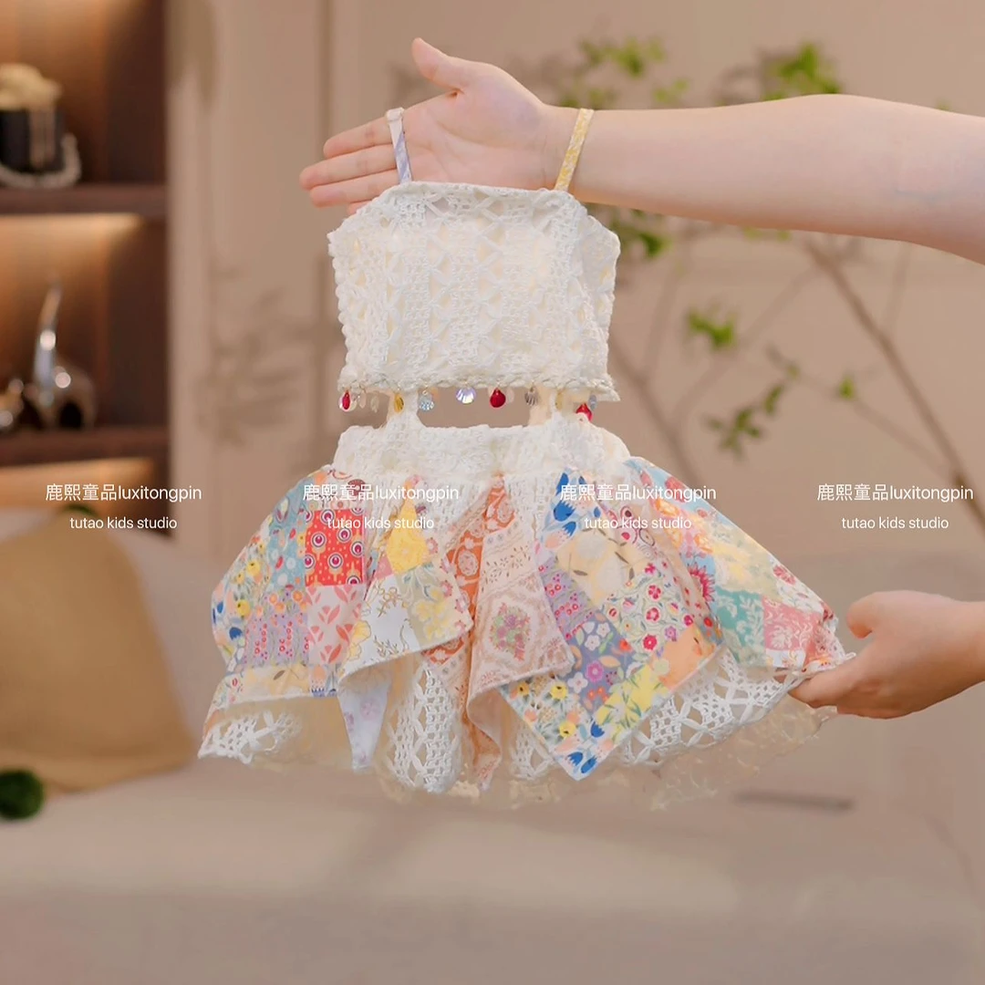 女童2025夏季新款女童简单时尚欧若风穿搭波西米亚度假风连衣裙