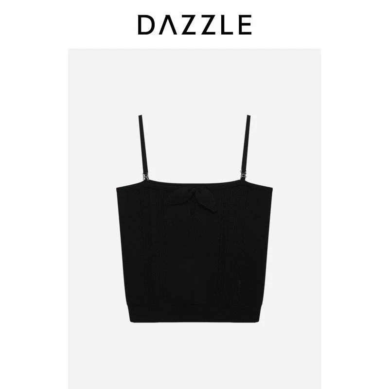 DAZZLE地素毛衫无袖夏季黑色针织吊带背心2I2E101