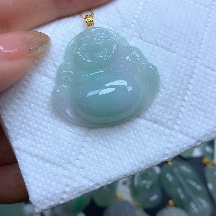 翡翠18K金镶嵌颈饰挂件