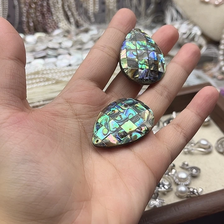 玛瑙/玉髓未镶嵌珠宝半成品一个30/40mm左右鲍鱼贝吊坠