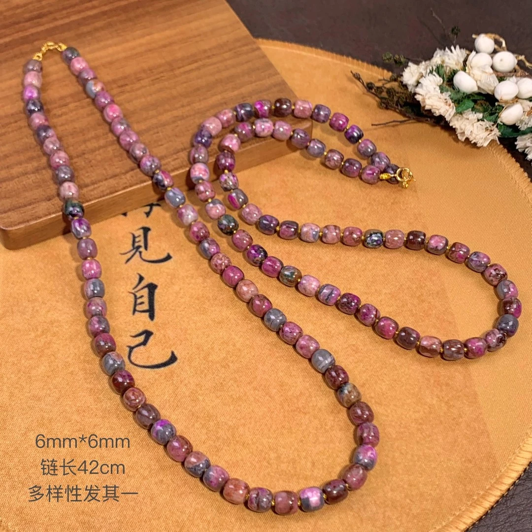 森峪丨18K金镶舒俱来樱花红项链/链长42cm/多样性发其一/K01203