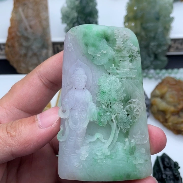 未镶嵌定制翡翠山水观音