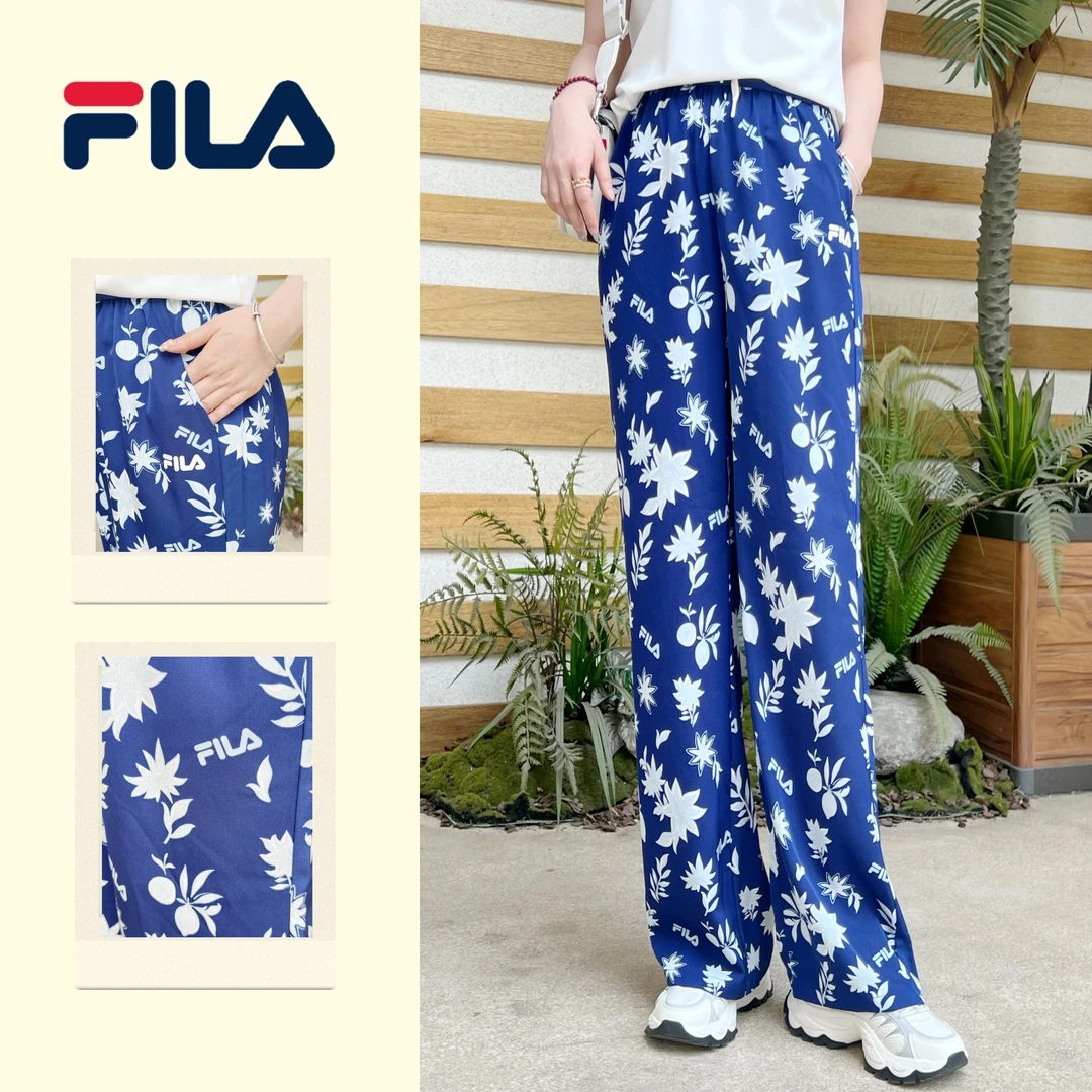 【夏季穿搭】斐乐女装正品休闲度假风垂感显瘦直筒长裤F11W528804F