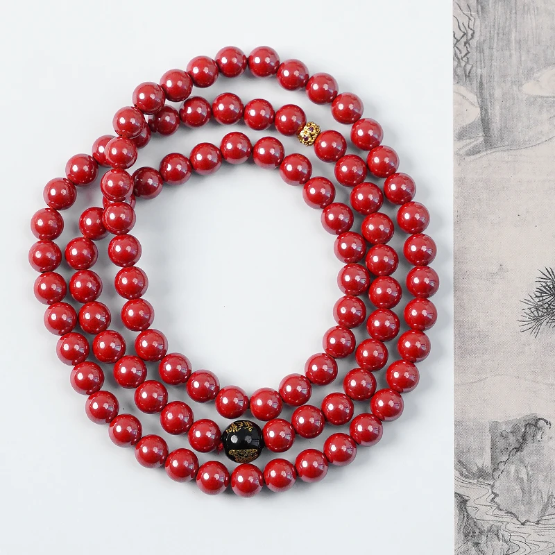 含辰砂工艺品本命年三圈朱砂帝王砂女款手串手链-8617