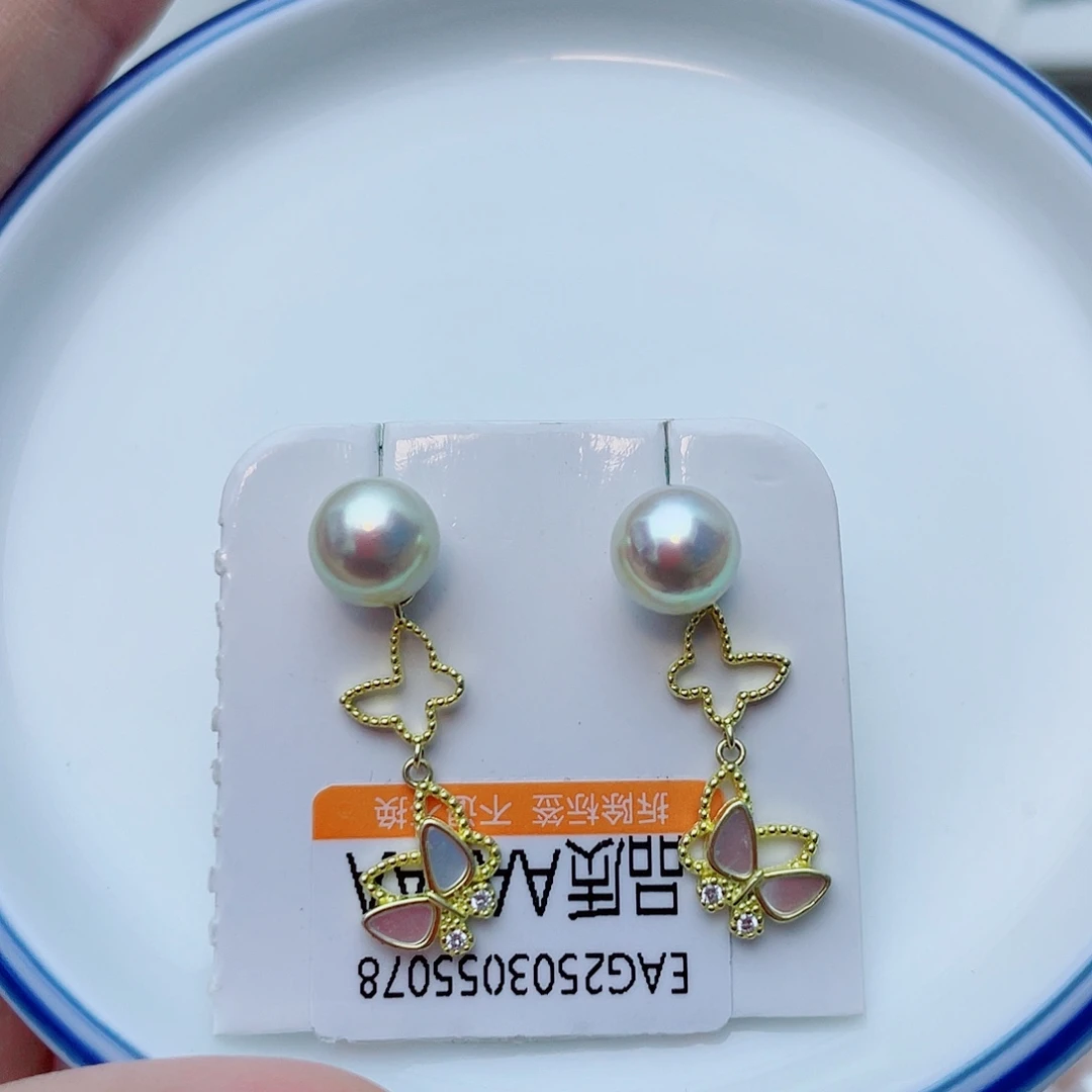 耳饰银S925镶嵌海水珍珠w37