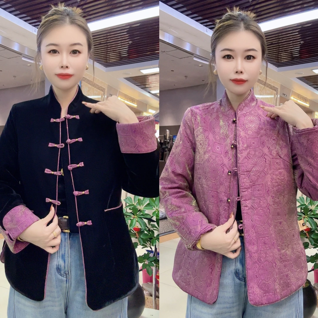 996秋冬新中式国风复古盘扣双面穿ins时尚洋气显瘦减龄上衣外套