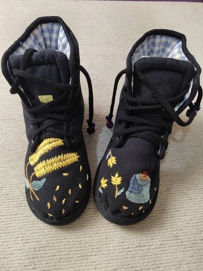 布语千层【丰收麦穗】冬款加厚棉花高帮马丁棉靴舒适正宗手工棉鞋