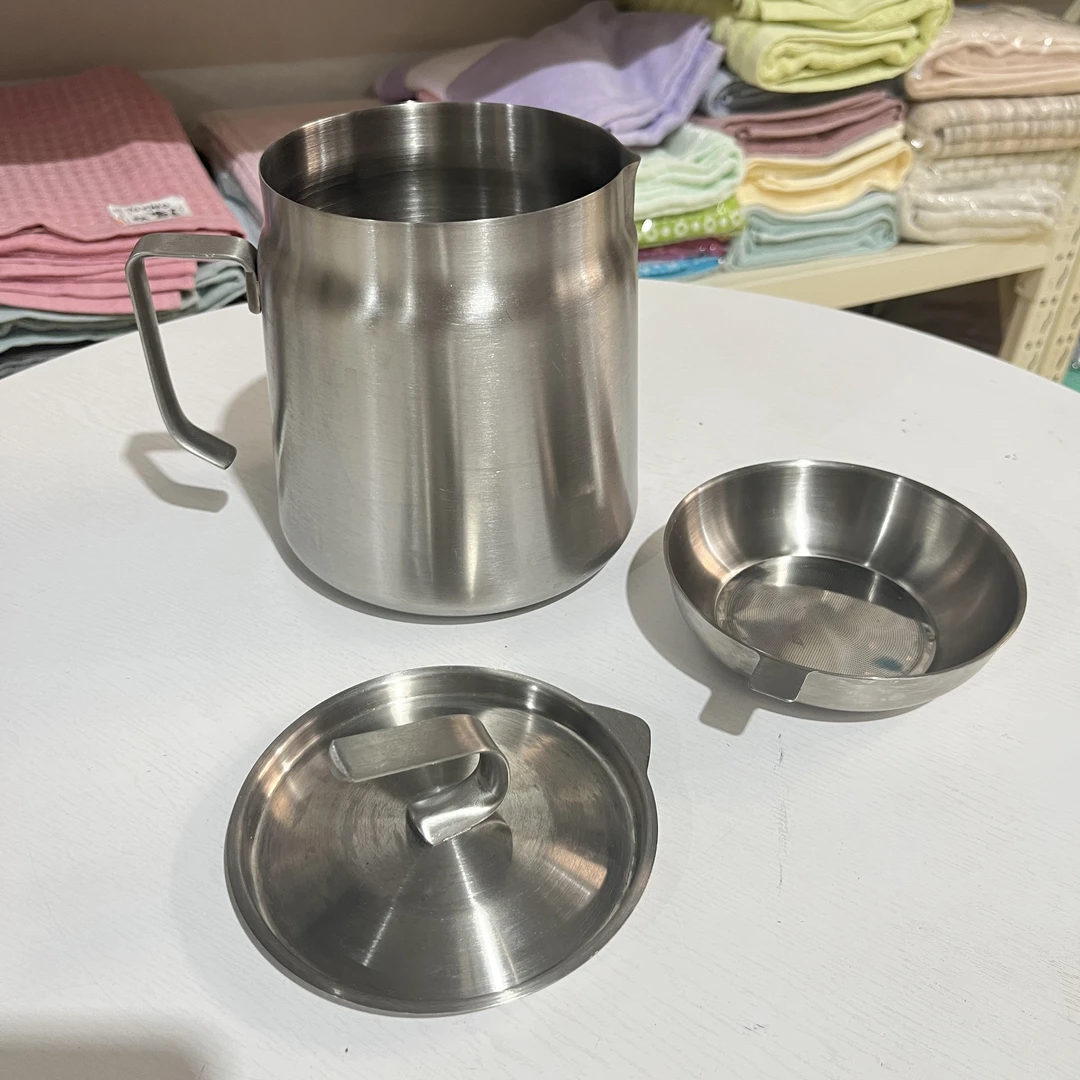 食品级304不锈钢滤油壶厨房家用加厚带过滤网油罐壶2L