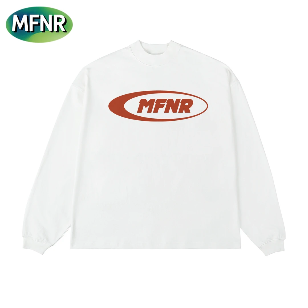 秋冬小众简约印花长袖男女情侣百搭重磅纯棉设计感休闲打底T恤衫