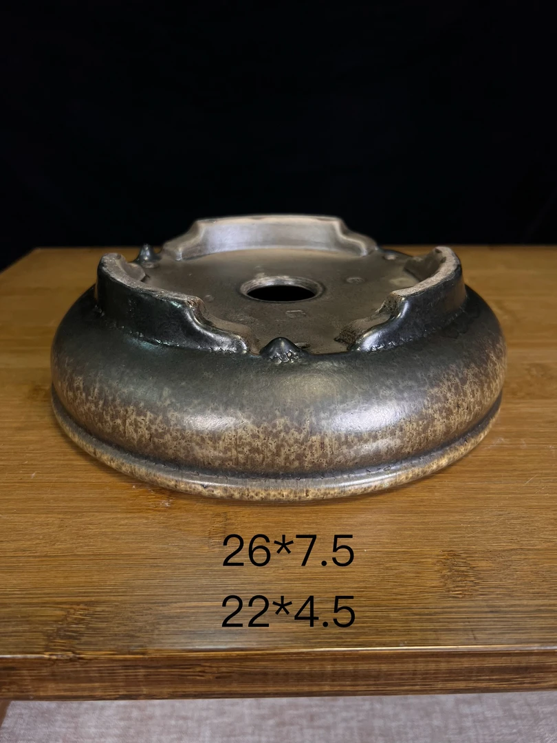 水明老釉盆，蒲口圆盆，美人醉釉色，稀有盆器，杂木文人盆，26型