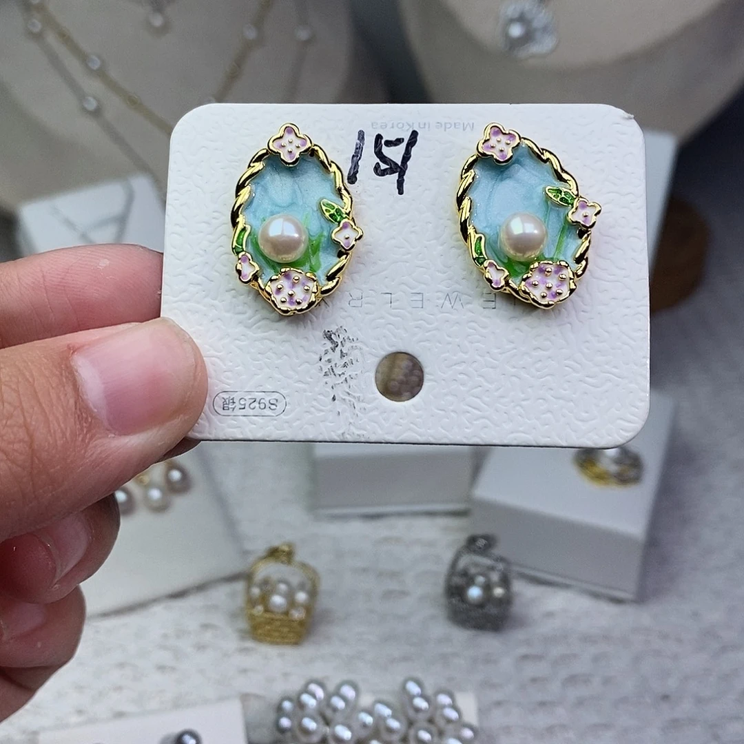 耳饰淡水珍珠银S925镶嵌