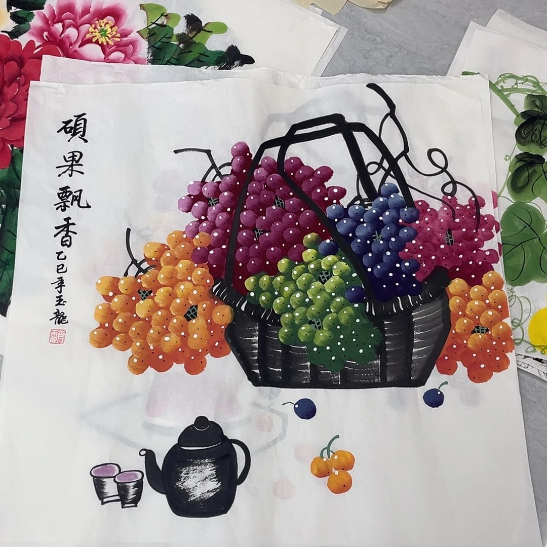 国画国画作品原稿70葡萄茶壶