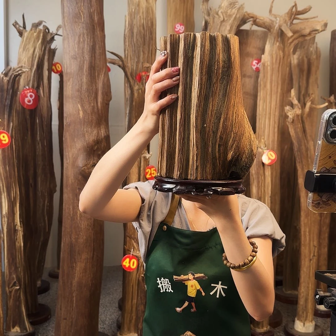 沉香碎屑沉香天然沉香原材料摆件➕底座