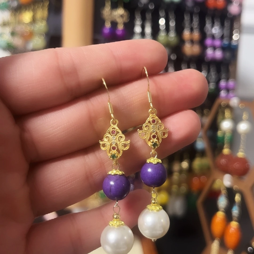 锆石纯铜925银耳饰