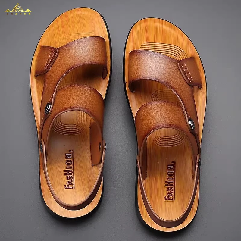 新款夏季皮男士男生凉鞋大码凉鞋男凉拖鞋男软底防滑休闲沙滩鞋潮