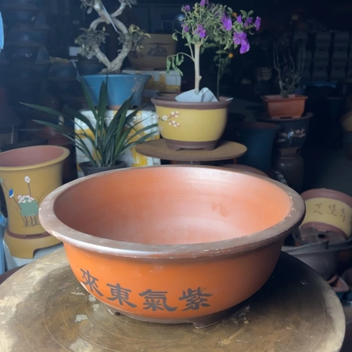 紫砂宜兴紫砂花盆小红