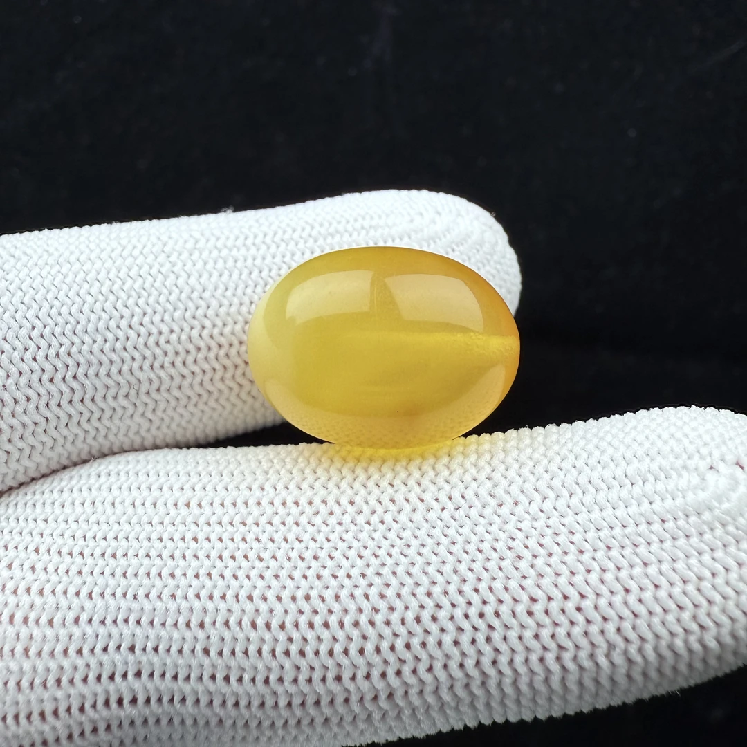 F1477天然原矿俄料蜜蜡鸡油黄枣珠15.1*20mm支持复检假一罚十