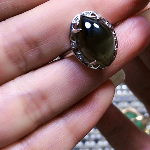 和田玉银S925镶嵌戒指