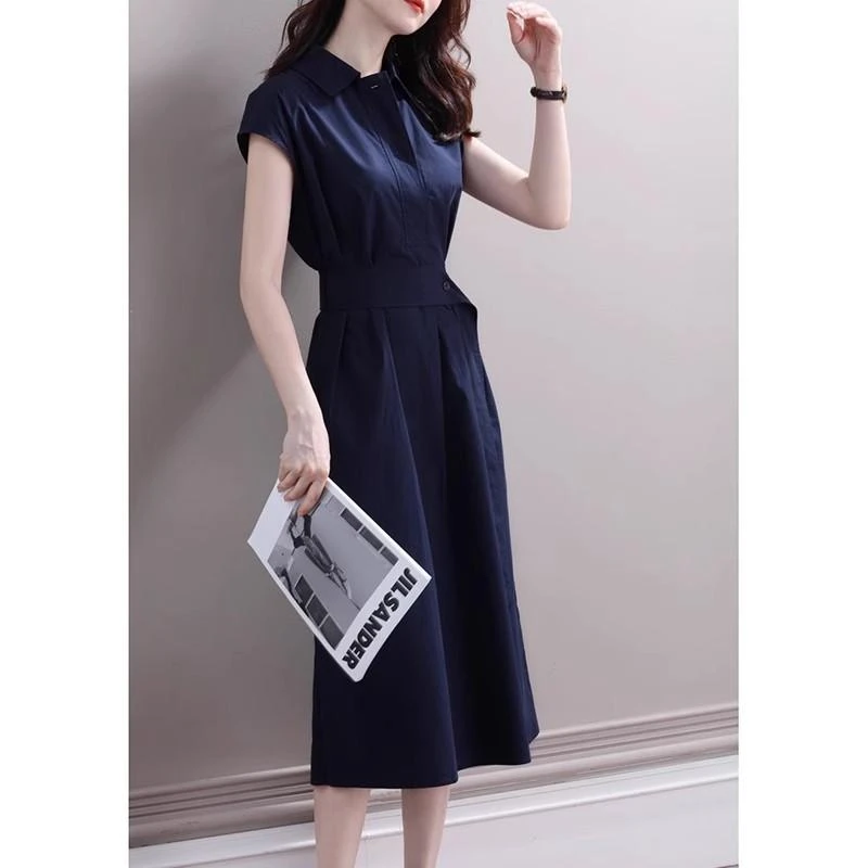 法式Polo领衬衫连衣裙女夏2025新款高级感收腰气质洋气衣服女