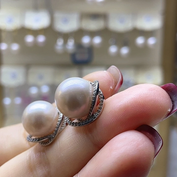 淡水珍珠耳饰银S925镶嵌